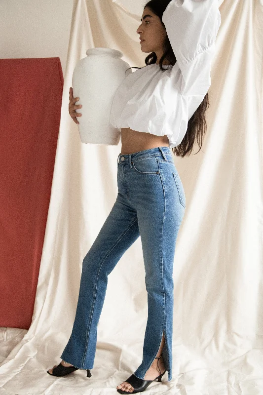 hirise side slit slim straigt jean 342 Comfortable Boyfriend Jeans