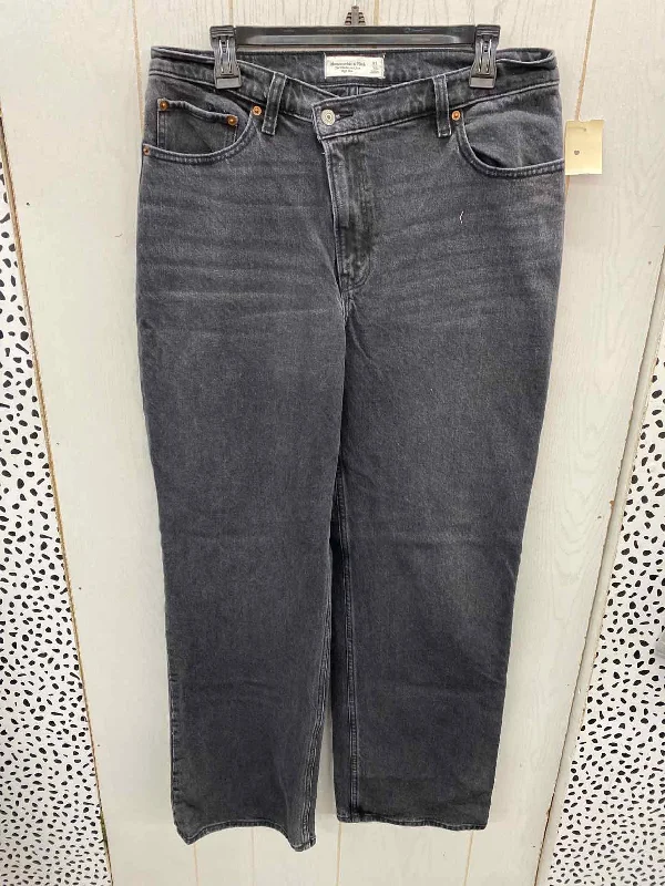 Abercrombie & Fitch Black Womens Size 12 Long Jeans Cozy Relaxed Fit Denim Jeans