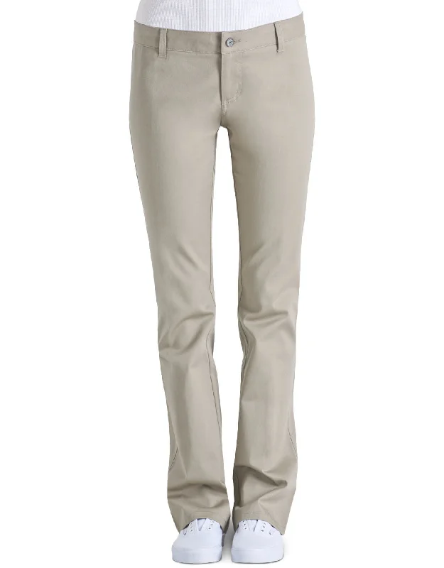 Dickies Girl Juniors' Dealer No Pocket Straight Leg Pants Stretch Fit Pants