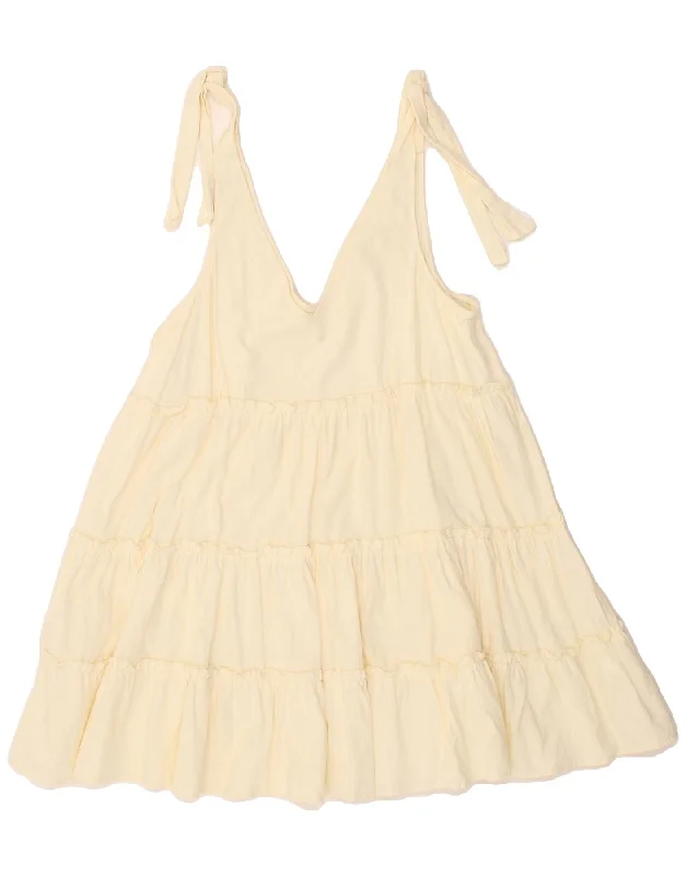 VINTAGE Womens Sleeveless Tiered Dress UK 16 Large White Tunics Recommended stylist