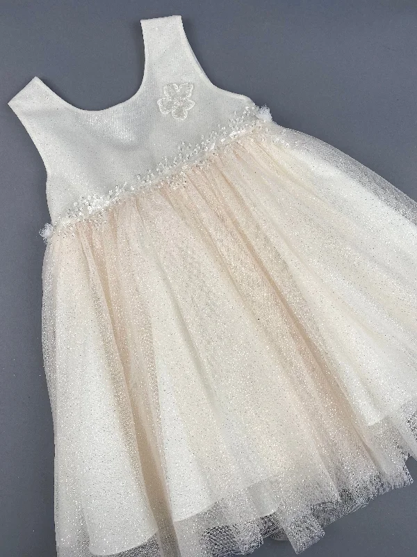 Dress 59 Girls Baptismal Christening Dress very light glitter pink, matching Bolero and Hat. Made in Greece exclusively for Rosies Collections. Tunics Business professional