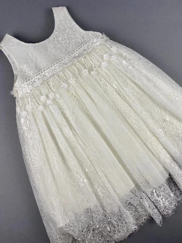 Dress 45 Girls Baptismal Christening Sleeveless  3pc French Lace Dress, matching Bolero and Hat. Made in Greece exclusively for Rosies Collections. Tunics Essential wardrobe