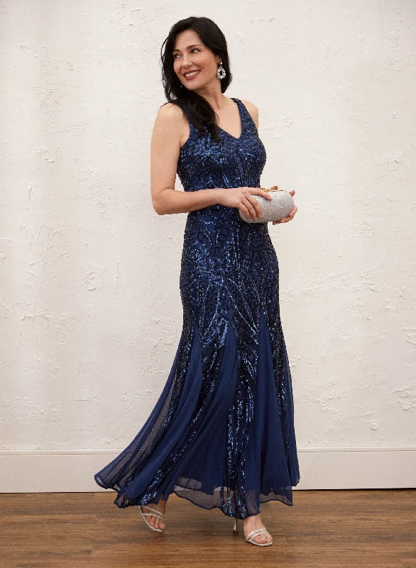 V-Neck Sequin Dress