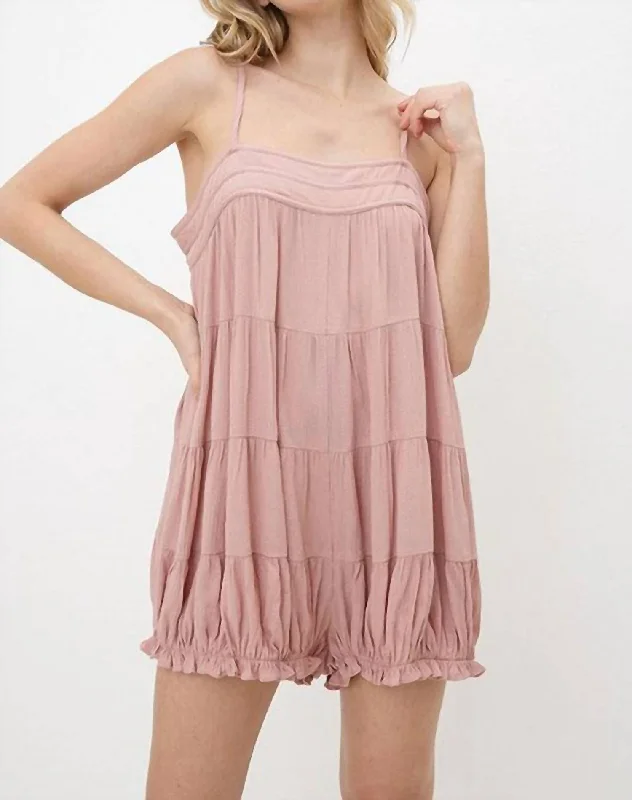 Bubble Romper In Pink Everyday Stretch Romper Comfy